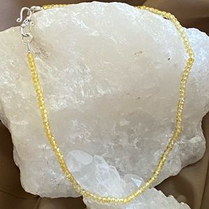 Beautiful, natural, untreated, yellow zircon, semi precious stone necklace